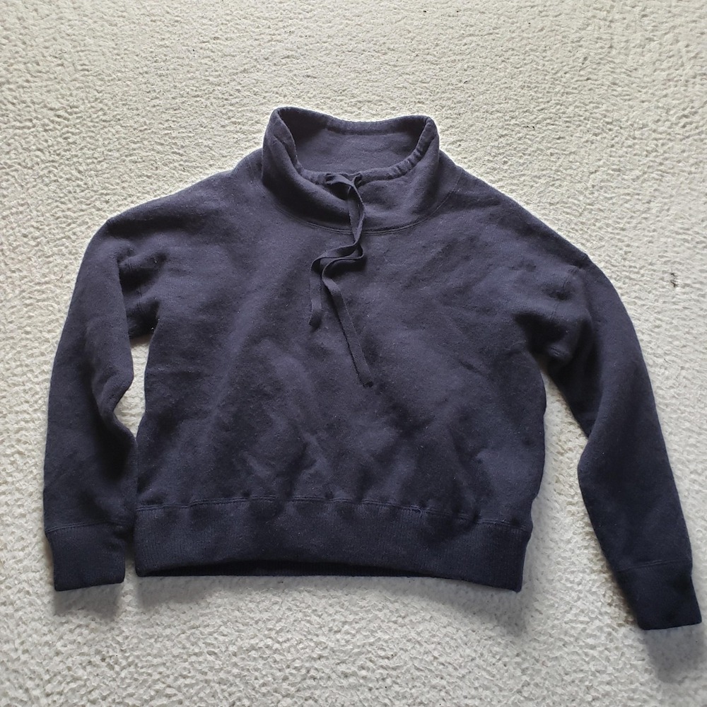 NAKEDCASHMERE Sweater Womens Small Blue Cowl Neck Drawstring Cashmere Pullover
